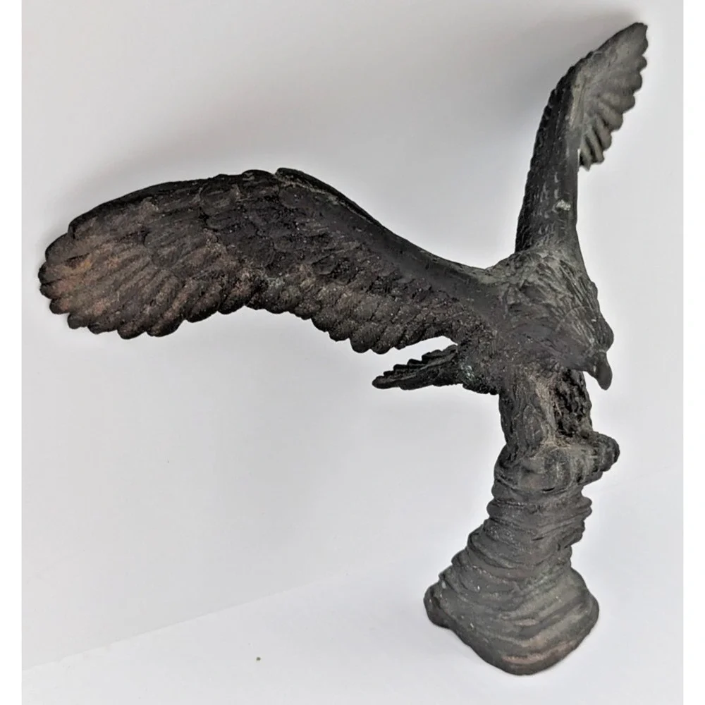 Vintage Bronze Metal Eagle Topper Finial Solid 4-3/4" H - Picture 2 of 13